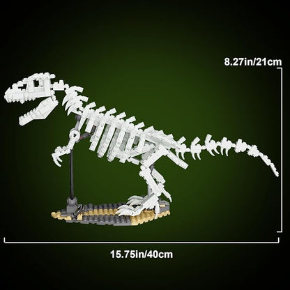 FERURE Dinosaur Fossils Building Set Creative Tyrannosaurus Skeleton Building Toys with Bracket for Boys &amp Girls 14+ Dino Toys Glow in The Dark Office/Home Decoration (435 Pieces)