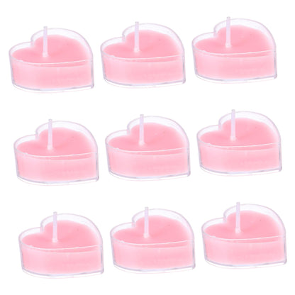 VALICLUD 9Pcs Heart Shaped Scented Tea Light Candles Romantic Paraffin Wax for Wedding Christmas Home Decor with Tealight Holder Long Burning Pink Rose Fragrance