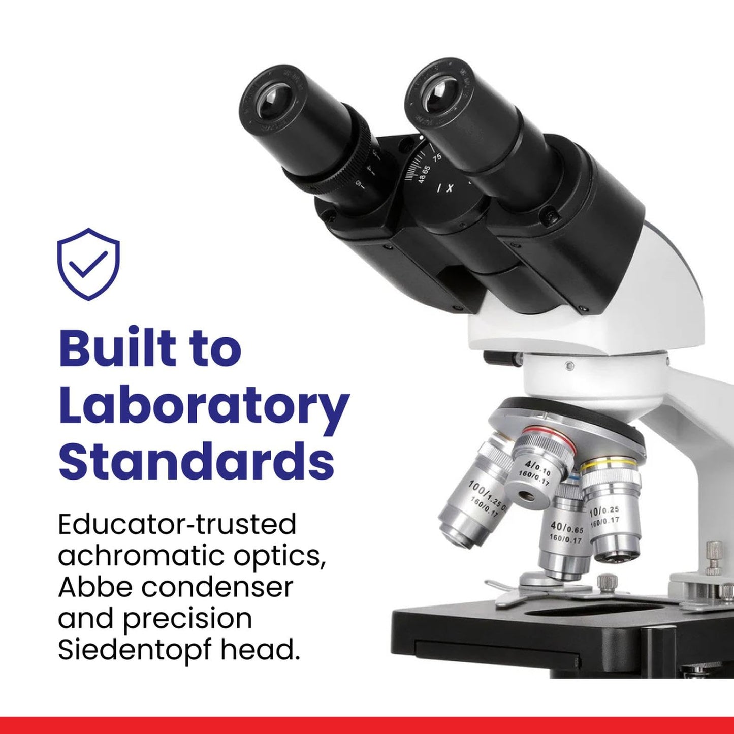 AmScope B120 Series Student & Professional LED Binocular Compound Microscope - 40X-2500X Magnification - Includes 0.3MP USB 2.0 Camera & Siedentopf Head