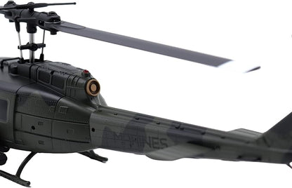 C032 UH-1 Huey RC Helicopter 1/48 Scale 6-Channel Brushless Helicopter with Optical Flow Positioning One Click Inverted Flight &amp Gyro Stabilized 3D Stunt Military Aircraft Model for Adults
