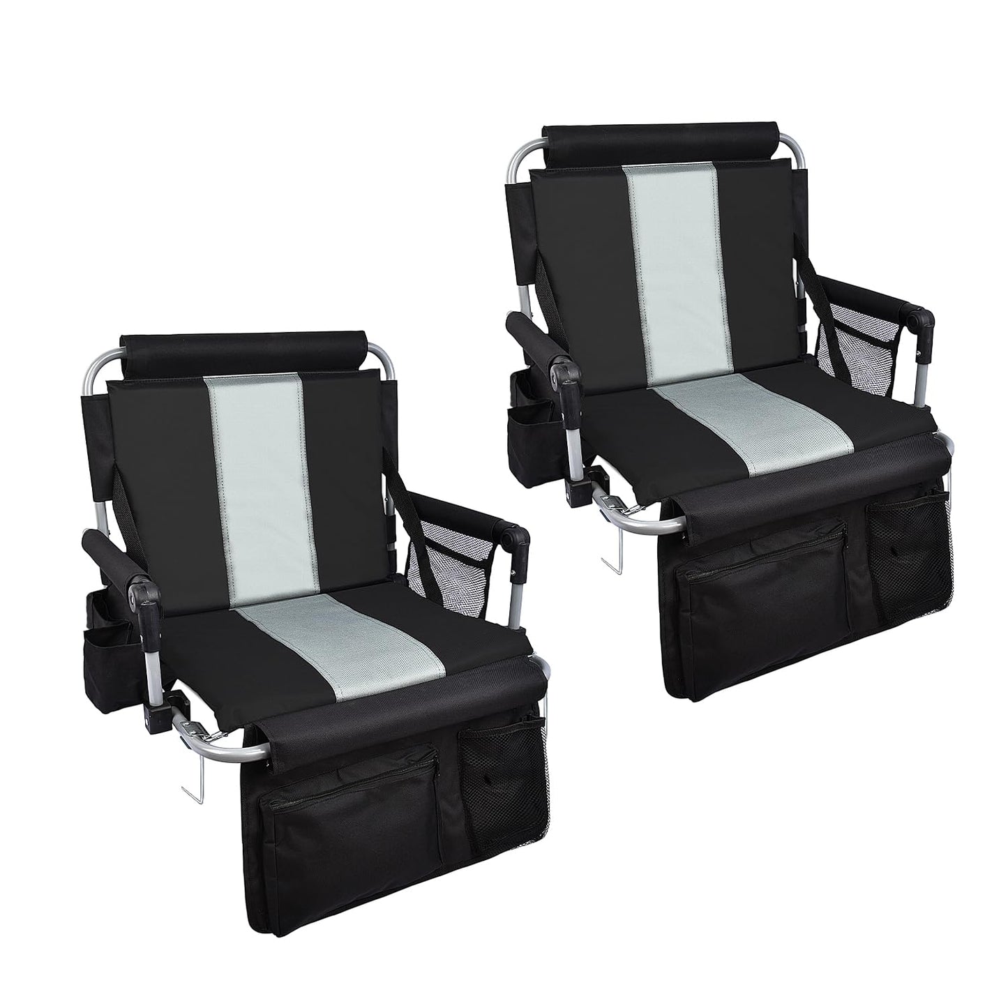 AOOXIMI Stadium Seat with Back Support, Portable Fording Bleacher Chair with Cushion and Armrest, Cup Holder, Mesh Bag and Hidden Hook, Football, Soccer