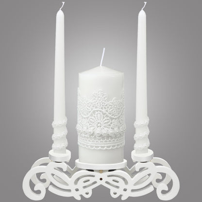 Irenare Unity Candles with Holder for Wedding Ceremony Wedding Decortions Accessories Glass Candle Holder Pillar Candle for Formal Events Church(Stylish Style)
