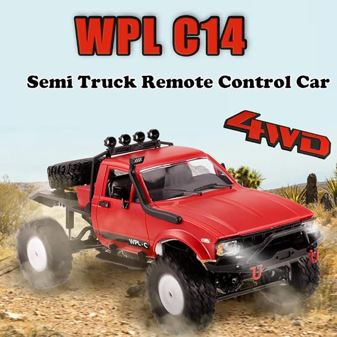 The perseids RC Crawler Offroad RC Truck WPL C14 RC Rock Crawler 4x4 1/16 Scale Remote Control Trucks 2.4G Semi Trucks All Terrain Car RTR Hobby RC Pickup for Adults