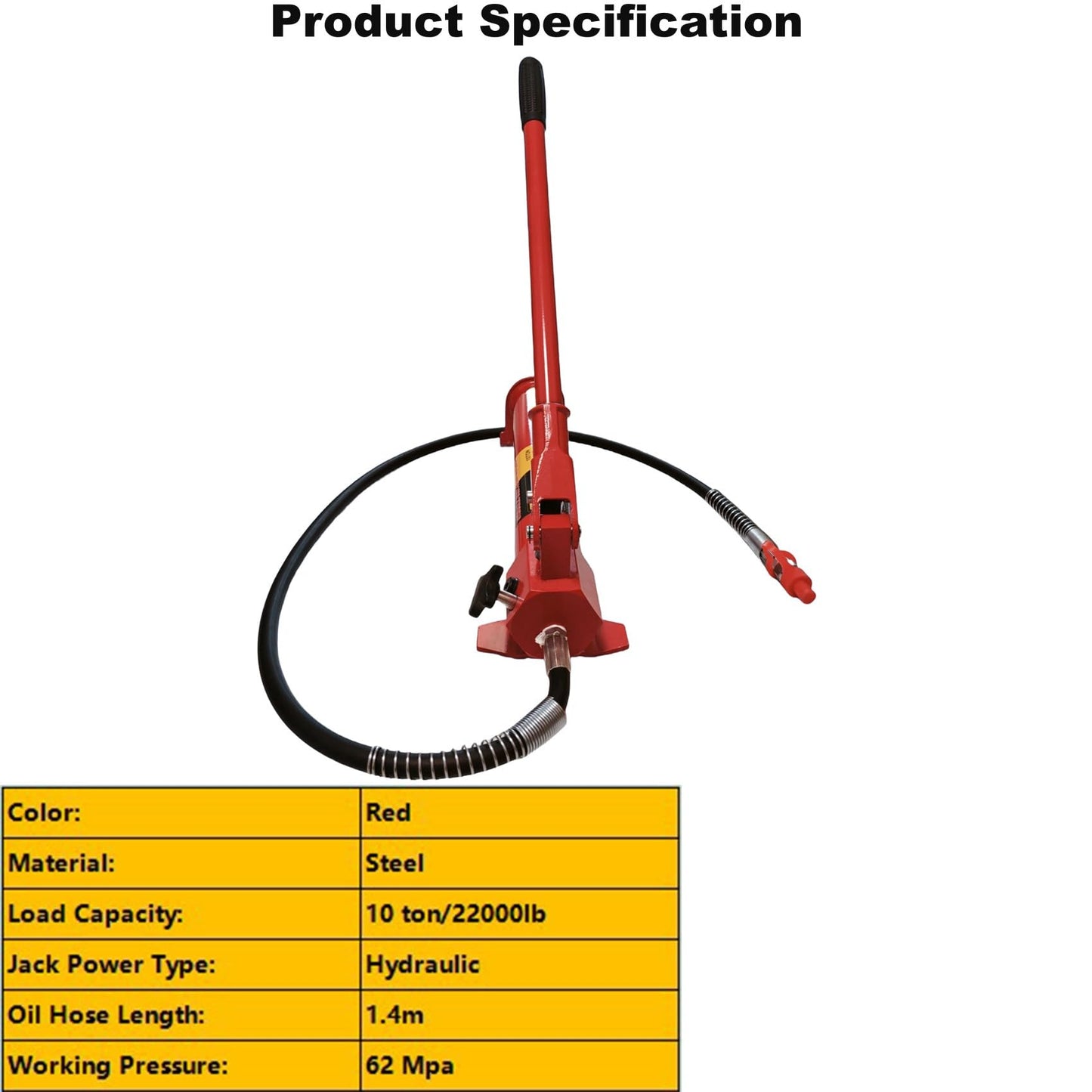 10 Ton Hydraulic Floor Jack Porta Power Ram and Hand Jack Pump Car Auto Body Frame Repair Tool for Automotive Truck Farm Heavy Equipment Repair 22000lbs Red