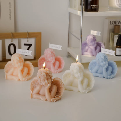 Angel Shaped Scented Candle,150G Aroma Soy Wax Decorative Candle,Handmade Aesthetic Candle for Table Photo Prop Birthday Gift,Prefect for Meditation Stress Relief Mood Boosting Bath Yoga