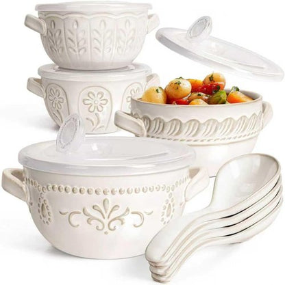 Artena Baking Dish - 5.1 Quart Casserole Dish with Handles | Oven Safe Ceramic Soup Crocks & Bowls