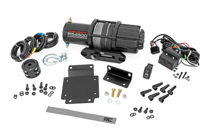 Rough Country 4,500 LB Winch Mount Kit for Honda Pioneer 1000/1000-5 - Bolt-On Mounting Plate with RS4500S UTV Winch & Synthetic Rope