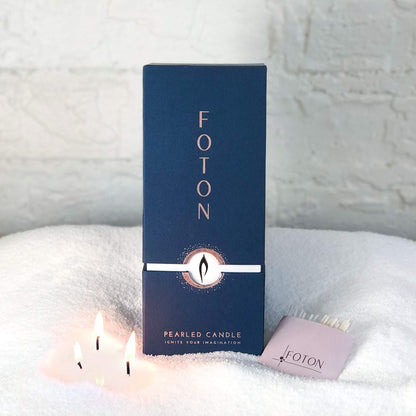 Foton Pearled Candle 18 Oz - Unscented Non Toxic Luxury Long Lasting Powder Candles - Lasts up to 120 Hours - Refillable Candle Sand with 30 Wicks for Candle Making - Pure & Unscented