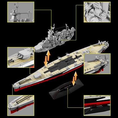 USS North Carolina (BB-55) Battleship Building Kit WW2 US Navy High-Speed Battleship a Toy Gift Warship for Military Enthusiasts and Adults (39106)
