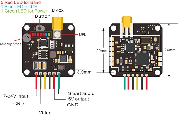 AKK FX3-ultimate 5.8GHz 25mW/200mW/400mW/600mW Switchable Mini VTX Support OSD Configuring via Betaflight