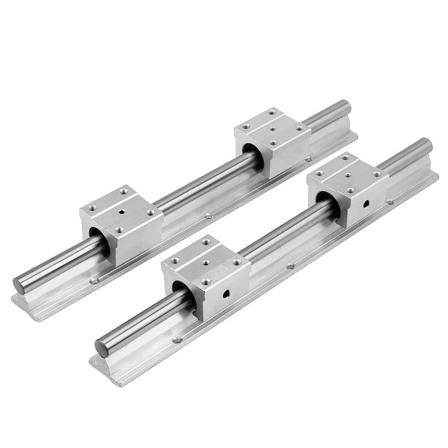 Mssoomm Linear Rail Shaft Guide and Linear Bearing Slide Block, 2Pcs SBR16-39.37 inch / 1000mm Rails +4Pcs SBR16UU Blocks with End Stops to Choose for CNC Router Machine and 3D Printer