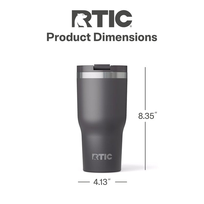 RTIC 30oz Essential Tumbler with Lid, Ceramic Lined, Insulated, Stainless Steel, Metal, Double Wall Vacuum-Insulation, Travel Cup for Iced Coffee, Tea, Hot and Cold Drink, Graphite