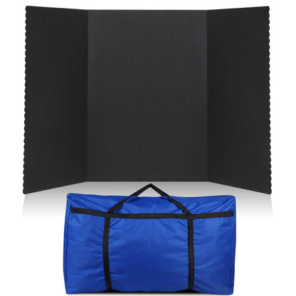 Paterr Trifold Poster Board with Storage Bag, Hook and Loop Fabric, Foldable 3 Panel Presentation Board for Science Fair and Exhibitions(Black,72 x 36 Inch)