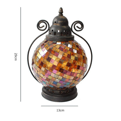 XILIN-1987 Candle Holderss European Mosaic Candle Holder Wrought Iron Glass Candlestick Simple Home Furnishings Decorative Candlestick (Color : B)