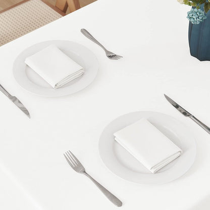 Veblandy Rectangle 10 Feet Tablecloth 60x144 inch Linen Textured Table Cloth Stain and Wrinkle Resistant Washable Polyester, Decorative Table Cover Waterproof for Dining, Buffet and Camping, White
