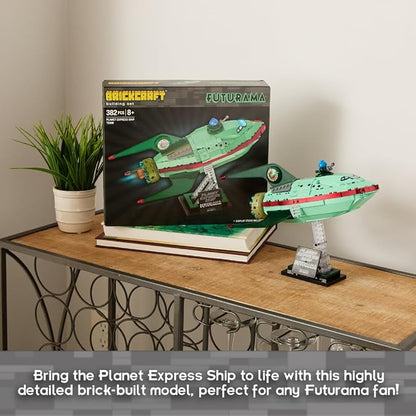 Brickcraft Futurama Planet Express Ship Brick Building Kit (382-Piece Set) Sci-Fi Collectible Display Model Futuristic Toy Brick Set for Adults Teens and Fans of Animated TV