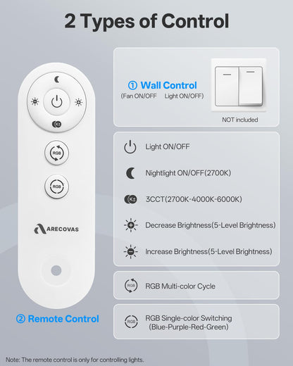 Bathroom Exhaust Fan with RGB Lights, 110CFM/1.0 Sones Vent Fan with 3 Color Temperatures, 5 Adjustable Brightness, Easy to Install, Remote Control, Quiet Ventilation Fan for Bath, Shower, Attic