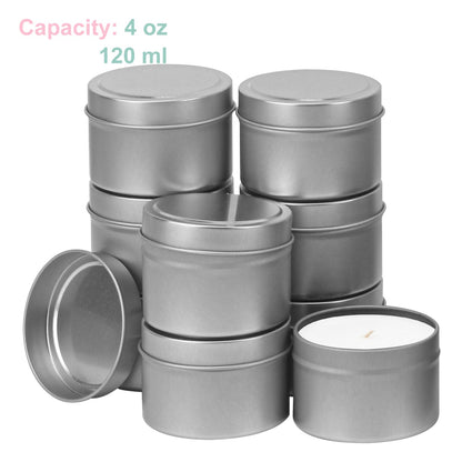 IHDYPPEW 48 Pack 4 oz Silvery Candle Tins with Lids, Empty Tin Candle Jars for Making Candles, Party Favors, Spices, Jewelry, Cosmetics