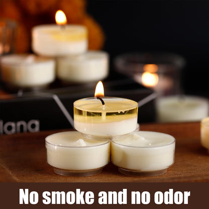 Loccmat 100 Pack Soy Tea Lights Candles,Tealight Candles Bulk,Unscented Natural White Tealight Candle,4 Hours Long Burning,Mini Tea Light Candle for Dinner,Weddings,Emergency,Home Decor