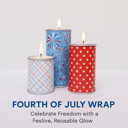 Wrap A Candle Holiday Wrap Pak – Dual-Sided Decorative Candle Wraps, 8 Holiday Designs, Reusable & Interchangeable, Year-Round Home Décor