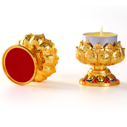 Iron Holder Lotuss Shape Candlestick Holder Table Centerpieces for Temples Kitchen Dining Table Housewarmings Lotuss Butter Lamp