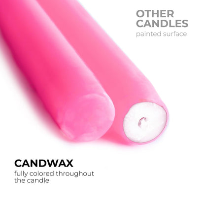 CANDWAX Pink 10 inch Taper Candles Set of 12 - Unscented Smokeless Dripless Pink Candlesticks - Perfect as Easter Candles and for Holidays, Ordinary Dinners and Special Occasions - Tall Candle Sticks
