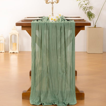 Socomi 6pcs Sage Green Cheesecloth Table Runner Summer Boho Rustic Gauze 120 inch 10FT Cheese Cloth Sheer Runner for Wedding Party Baby Shower Home Decor Holiday Decorations