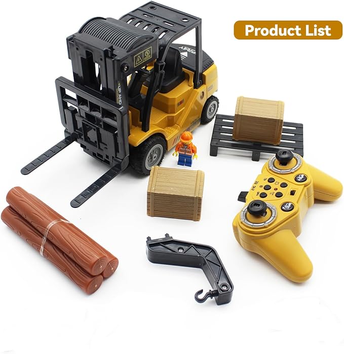 Remote Control Forklift 12 Channel 2 Mode RC Forklift W/Pallets/Boxes/Sound/Light/Spray Two Rechargeable Batteries &amp Charge Kids Forkliftrrucks Toy Christmas &amp Birthday Gifts