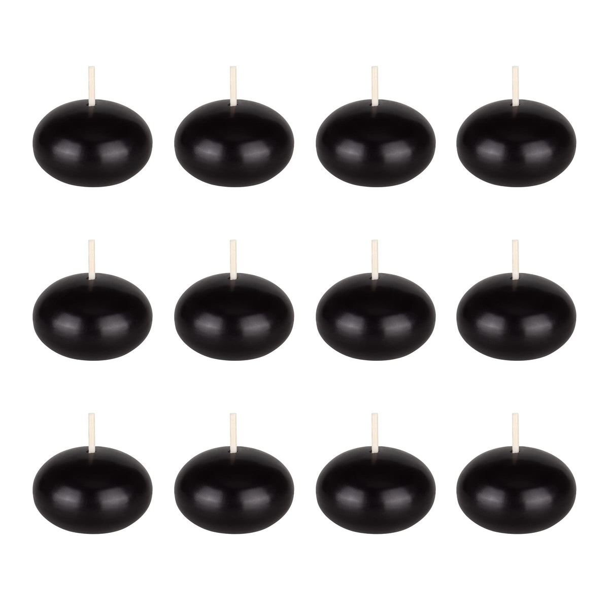 Mega Candles 12 pcs Unscented Black Floating Candles, Hand Poured Wax Candle 1.5 Inch Diameter, Home Décor, Wedding Receptions, Occasions, Festivities, Events, Meditations, Tranquility, Spa
