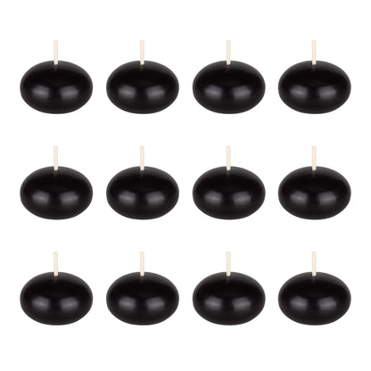 Mega Candles 12 pcs Unscented Black Floating Candles, Hand Poured Wax Candle 1.5 Inch Diameter, Home Décor, Wedding Receptions, Occasions, Festivities, Events, Meditations, Tranquility, Spa