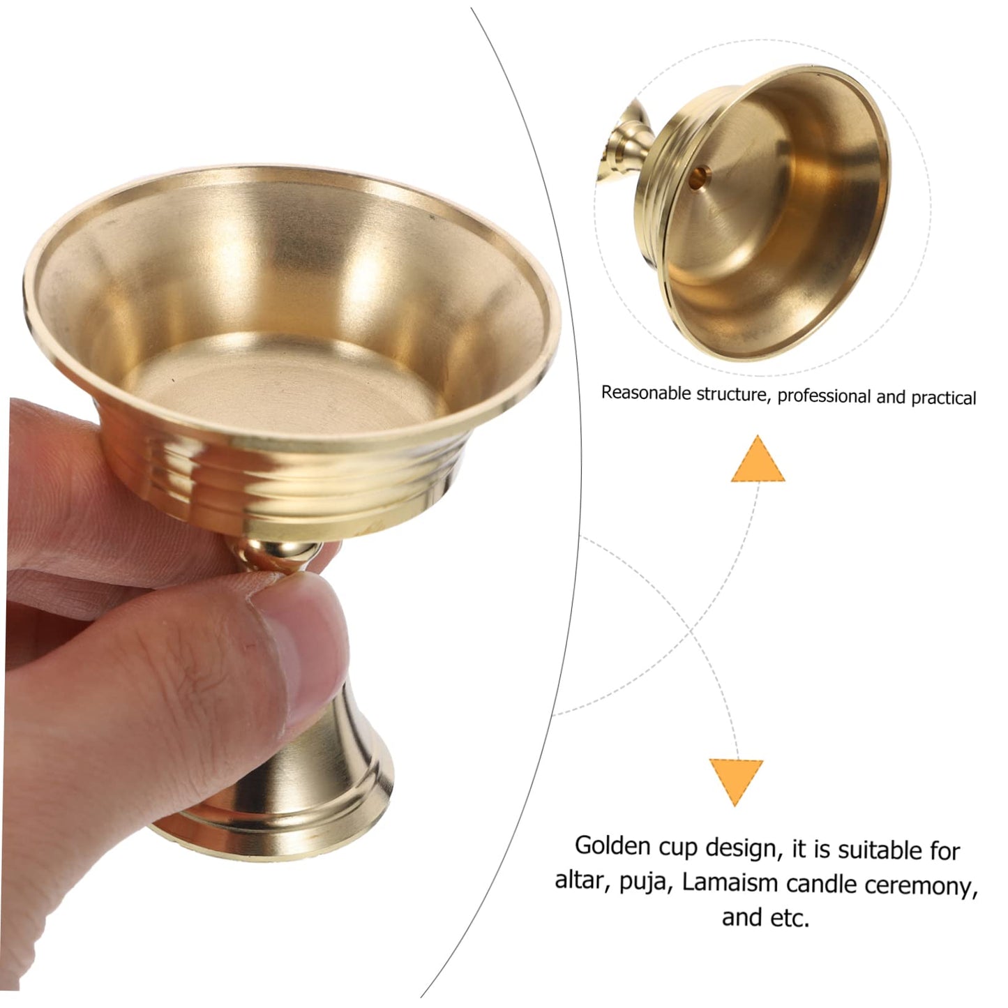 MINAOLULUS 6pcs Brass Solid Liquid Ghee Holder Dual-use Candle Cup Holder for Modern Decor Elegant Tea Light Stand