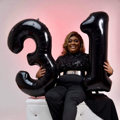 40 Inch Black Foil Balloon Number 1, Giant Self Inflating Number Balloons 0-9 Digital Helium Balloons Set for Girls Boys 1st Birthday Anniversary New Year's Eve Baby Shower Party Decorations Supplies