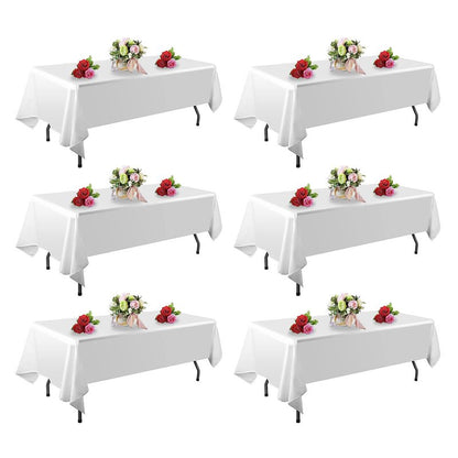 FINDYOU 6 Pack White Table Cloth Rectangle Table 60 x 102 Inch Tablecloths for 6 Foot Rectangle Tables. Stain and Winkle Resistant Polyester Washable White TableCloths for Parties Wedding Dining