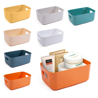 OWill 7 Pcs 2.1 L Plastic Storage Bins and Baskets for Efficient Home Classroom Organization Small Containers in Multicolour for Kitchen, Cupboard box, and Bathroom Organizer on Shelves and Tubs