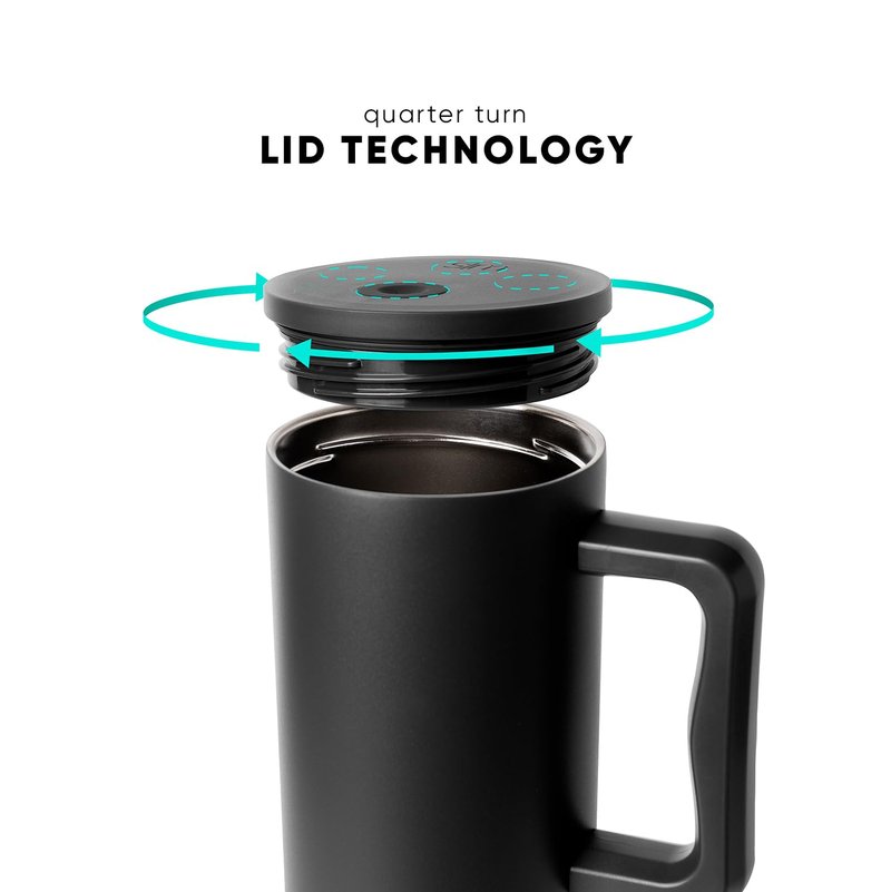 Simple Modern 40 oz Trek Tumbler with Handle and Straw Lid | Cup Holder Friendly Insulated Stainless Steel Travel Mug | Midnight Black