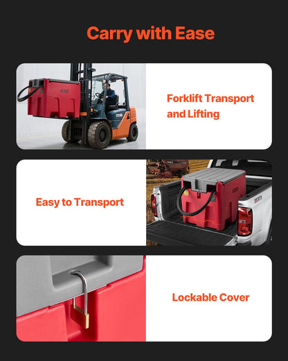 VEVOR Portable Diesel Tank, 58 Gallon Capacity & 10 GPM Flow Rate, Fuel Tank with 12V Electric Transfer Pump and 13.1ft Rubber Hose, PE Diesel Transfer Tank for Easy Fuel Transportation, Red