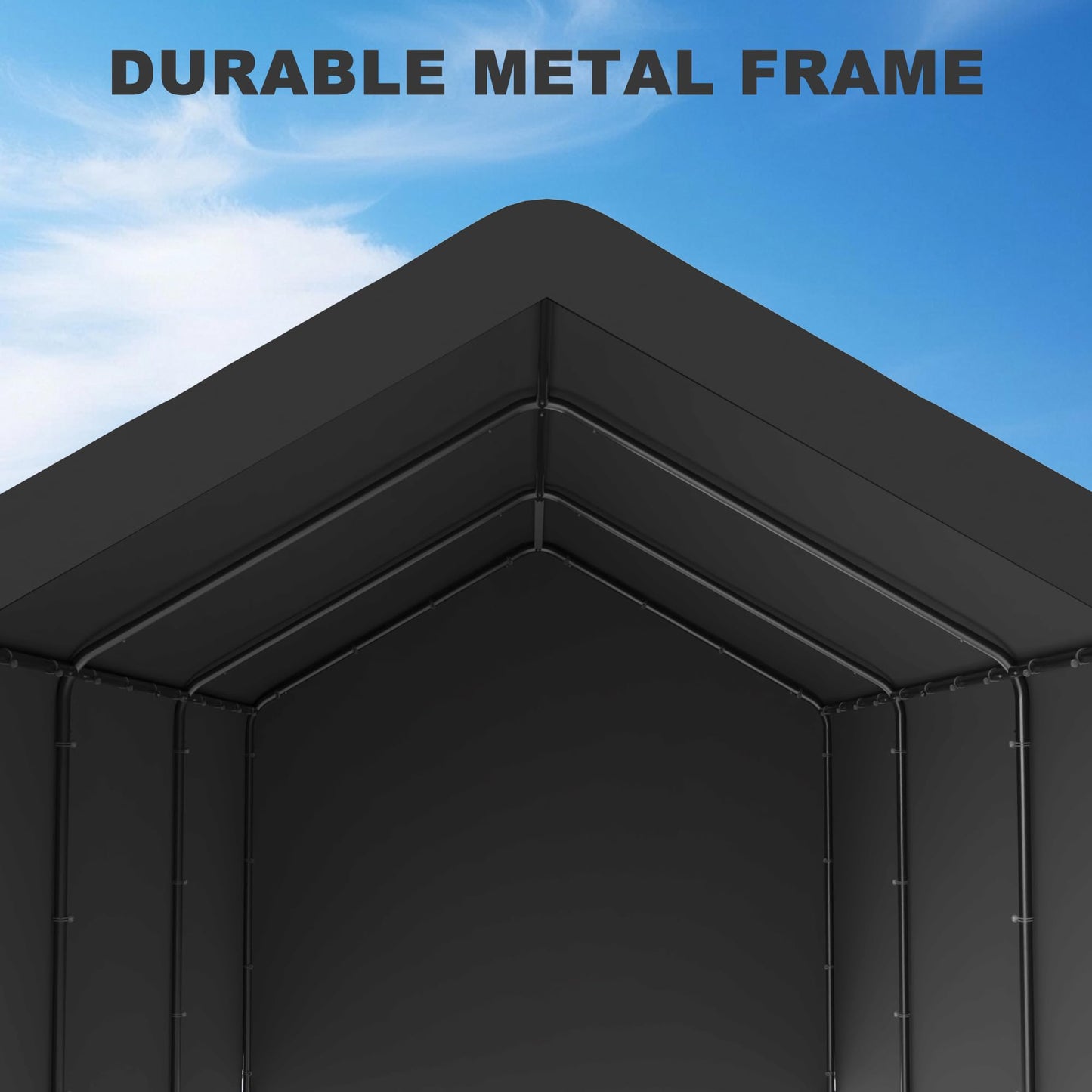 Carport 10 x 20 FT Heavy Duty, Portable Garage Canopy, Waterproof Car Canopy with Side-Opening Removable Door, Carport Canopy for Car, Truck, Boat, Equipment (Black)