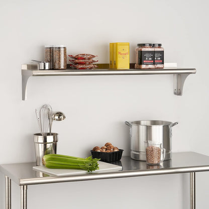 Trinity THA-3326 EcoStorage NSF Commercial-Grade Stainless Steel Wall Shelf for Kitchen, Garage, Pantry, Storage, 48” W x 12” D x 10” H