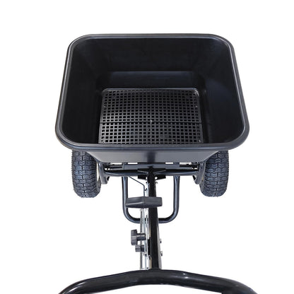 EAGWON Fertilizer Spreader, Walk-Behind Push Broadcast Spreader - All Season, 100lb Capacity, 13in All-Terrain Pneumatic Tires, Grate/Cover/Enclosed Gearbox, for Seed/Fertilizer/Salt/Snow Melt
