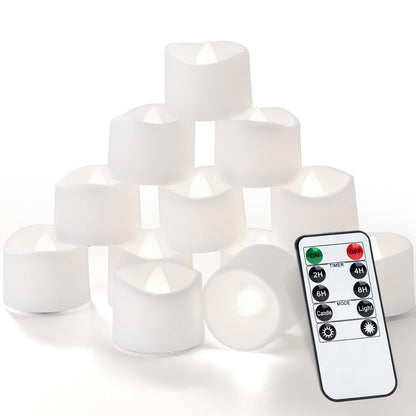 Homemory 12pcs Remote Timer LED Tea Lights Candles, 400+Hours Flickering Flameless Battery Votive Tealights for Tabletop Lighting, Centerpieces Decor, Holiday
