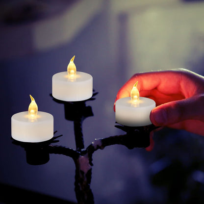 redfruit 24 Pack Flameless Tealight Candle: Battery - Powered Tea Light Candles,Bright Flickering Holiday Gift Electric Tealights Candles,for Seasonal & Festival Celebration,Warm Yellow Light.