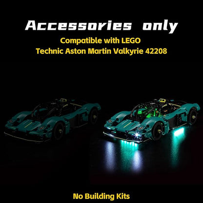 BrickBling LED Light Kit Compatible with Lego Technic Aston Martin Valkyrie 42208 - Not Come with Car (RC Version Light)