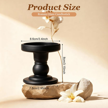 Glass Candle Holders Black Pillar Taper Candlestick Tealight Candle Holder Stand for Home Dinner Table Wedding Centerpieces Home Decoration(Without Candles)