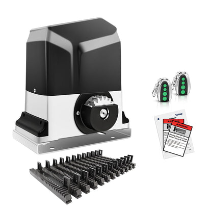 TOPENS RK1200T Automatic Sliding Gate Opener Rack Drive Electric Gate Motor for Heavy Driveway Slide Gates Up to 3400 Pounds, Security Gate Operator AC Powered with Nylon Gear Rack and Remote Control