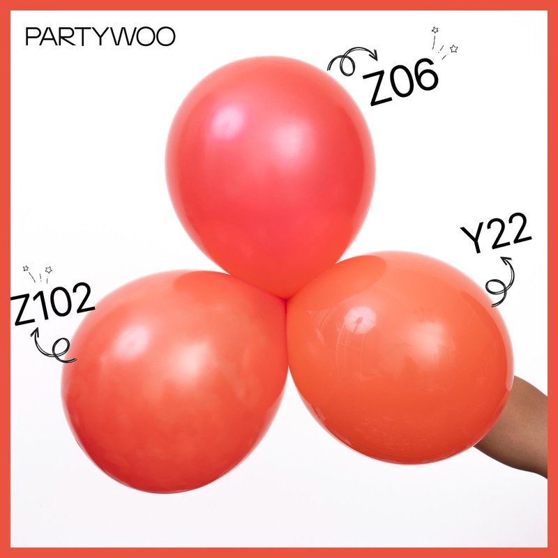PartyWoo Coral Balloons 50pcs 12 Inch Coral Pink Light Red Latex Helium Balloons for Graduation Wedding Anniversary Baby Shower Gender Reveal Birthday Summer Themed Party Decorations Red-Y22