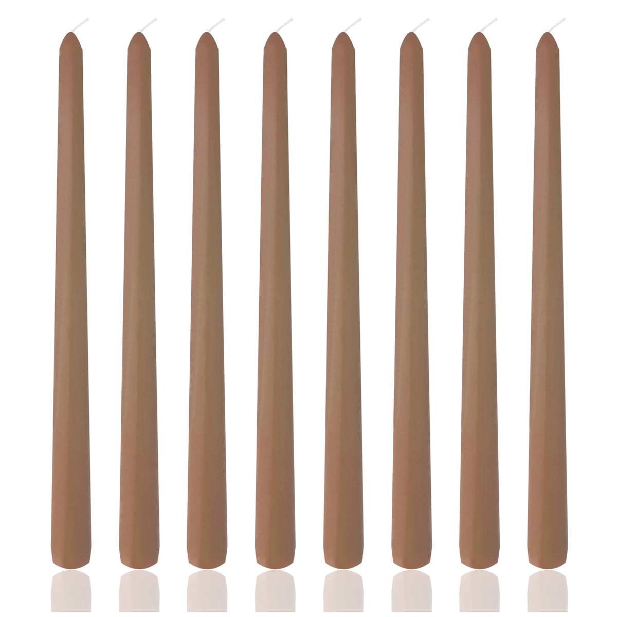 8 Pack 10 Inch Brown Taper Candles for Dinner Home Decor Wedding Shower