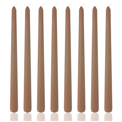 8 Pack 10 Inch Brown Taper Candles for Dinner Home Decor Wedding Shower
