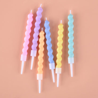 PHD CAKE 24-Count Rainbow Spiral Birthday Candles with Holders, Party Candles, Cake Candles