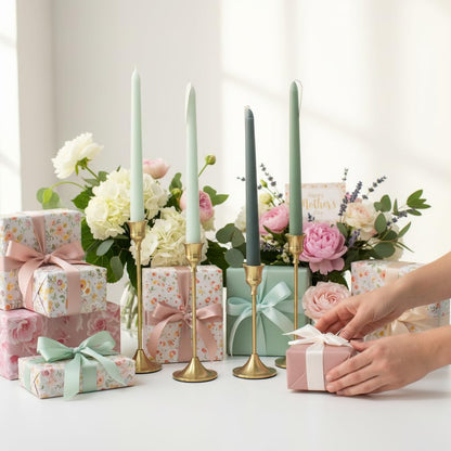 Taper Candle Scented Candle Sticks,10inches Dripless Tapered Candles Green Candlesticks Holiday for Household Party Wedding Mother Day，4 Pack