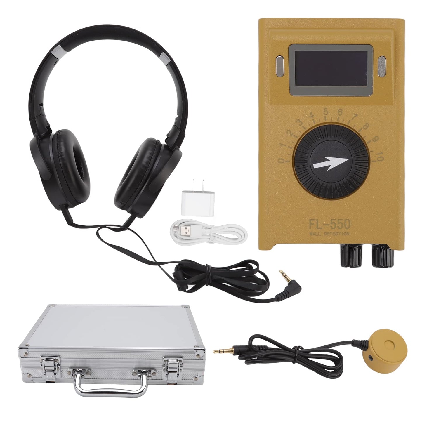 EVTSCAN Pipe Water Leak Detector FL 550 Double Sided Induction Adjustable Sensitivity Noise Filtering Spectrum Display for Underground Water Pipeline Leakage Detection (US Plug)